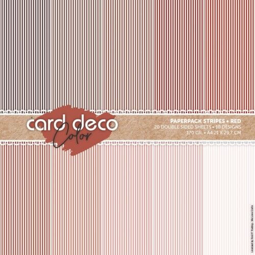 Card Deco Color Paperpack – Stripes – Red – A4