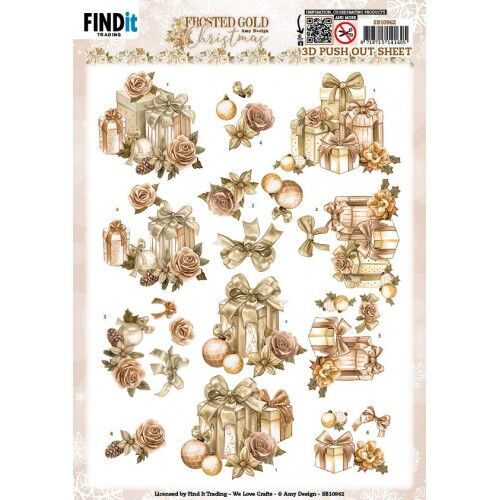 3D Push Out – Amy Design – Frosted Gold Christmas – Presents