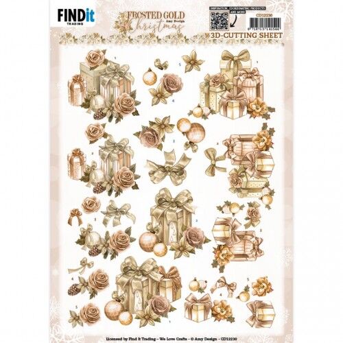 3D Cutting Sheets – Amy Design – Frosted Gold Christmas – Presents