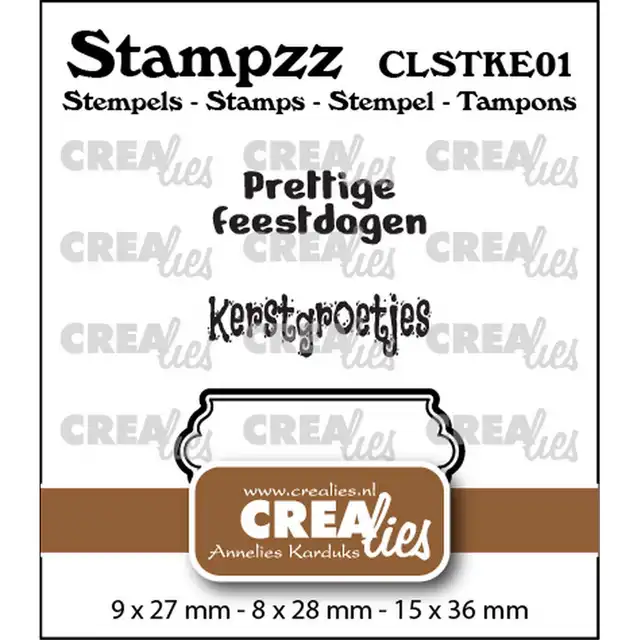 Crealies • Stampzz Stempelset Kerst 01: 2 teksten + 1 tag/label