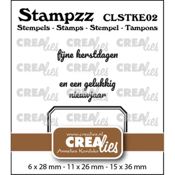 Crealies • Stampzz Stempelset Kerst 02: 2 teksten + 1 tag/label