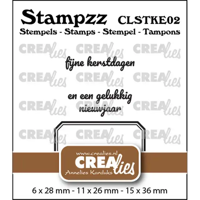 Crealies • Stampzz Stempelset Kerst 02: 2 teksten + 1 tag/label