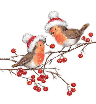 Servetten 5 stuks – Christmas Robins – Ambiente