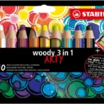 STABILO Woody 3 in 1 - Multi Talent Kleurpotlood - ARTY doos met 10 Kleuren + Puntenslijper