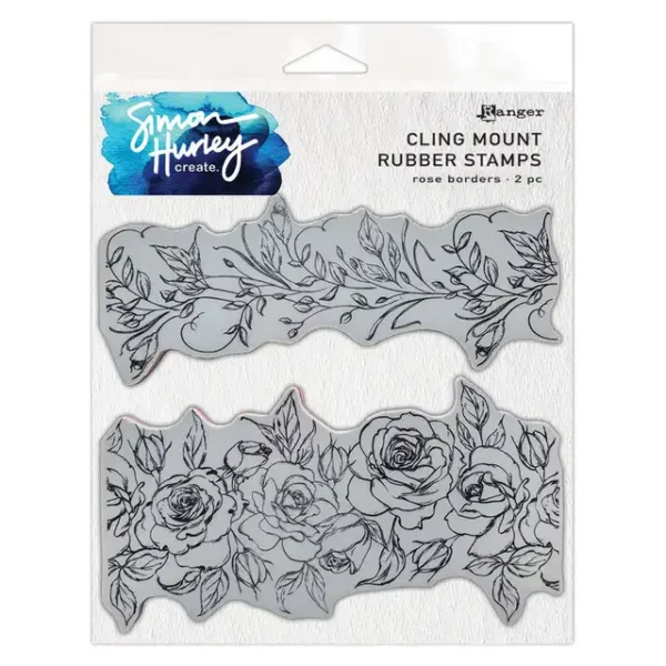 Simon Hurley create. Cling Mount Rubber Stamps Rose Borders (HUR87953)