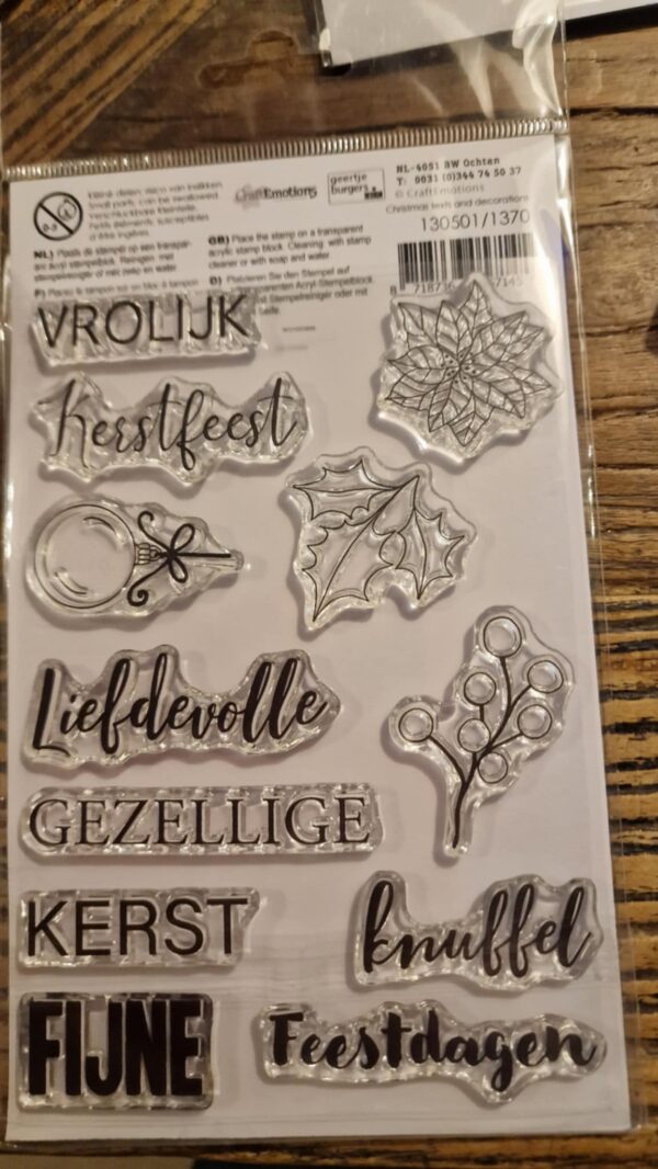 **-50%** CraftEmotions Geertje Burgers  clearstamps A6 - Christmas Text + decorations (Nederlandse teksten)