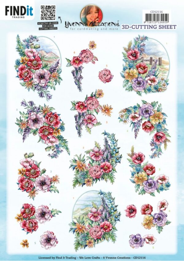 3D Cutting Sheets - Yvonne Creations - Landscape Field Bouquet