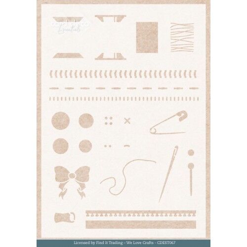 Stencil – Card Deco Essentials – Sewing Serenity – Sewing Stitches – A5