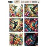 Scenery Push out - Berries Beauties - Vintage Hummingbirds - Square