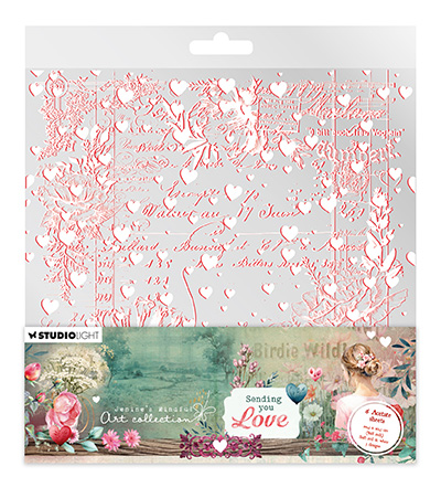 Studiolight –  Acetate sheets White & Soft Red Sending You Love nr.12