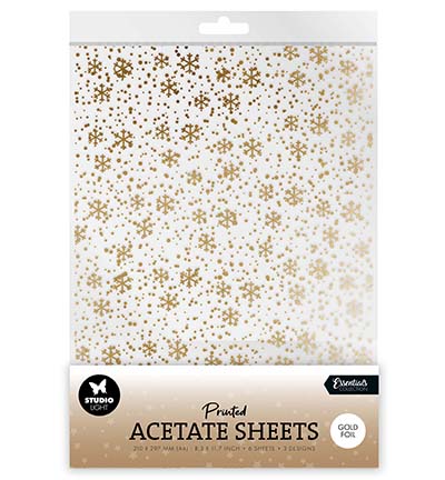 StudioLight – Acetaat  / Mica  Snowflakes Gold Essentials nr. ACS16