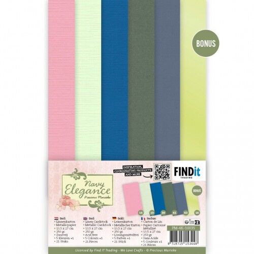 Linen Cardstock Pack – Precious Marieke- Navy Elegance – 4K