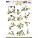 3D Pushout Sheet - Precious Marieke- Navy Elegance - Blue Birds