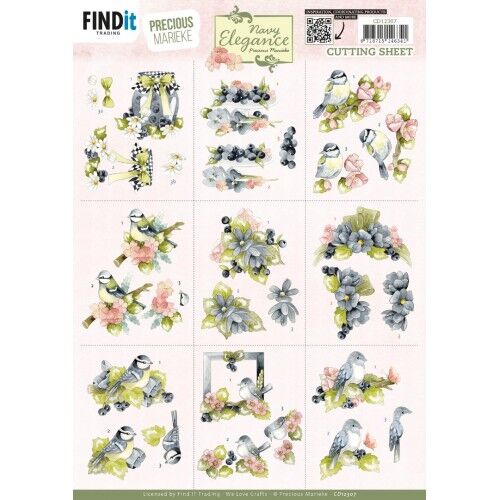 3D Cutting Sheet – Precious Marieke- Navy Elegance – Mini