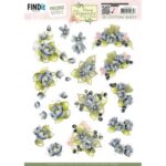 3D Cutting Sheet - Precious Marieke- Navy Elegance - Blue Flowers