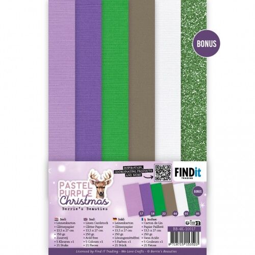 Linnen Cardstock Pack – Berries Beauties – Pastel Purple Christmas – 4K