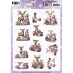 3D Pushout Sheet - Berries Beauties - Pastel Purple Christmas - Deer