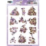 3D Pushout Sheet - Berries Beauties - Pastel Purple Christmas - Birds