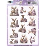3D Cutting Sheet - Berries Beauties - Pastel Purple Christmas - Deer