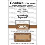 Crealies Snijmal + stempel - Combies Stempelsset Jarig 04: 2 teksten + 1 tag/label