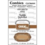 Crealies Snijmal + stempel - Combies Stempelsset Jarig 01: 2 teksten + 1 tag/label