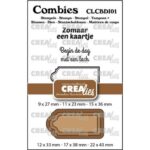 Crealies Snijmal + stempel - Combies Stempelsset Divers 01: 2 teksten + 1 tag/label