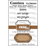Crealies Snijmal + stempel  -  Combies Stempelsset Baby 02: 2 teksten + 1 tag/label