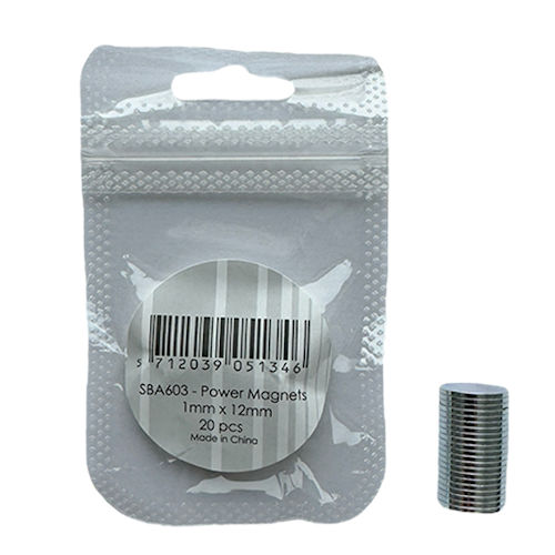 HobbyGros – 20x power magneetjes (1 mm x 12mm)