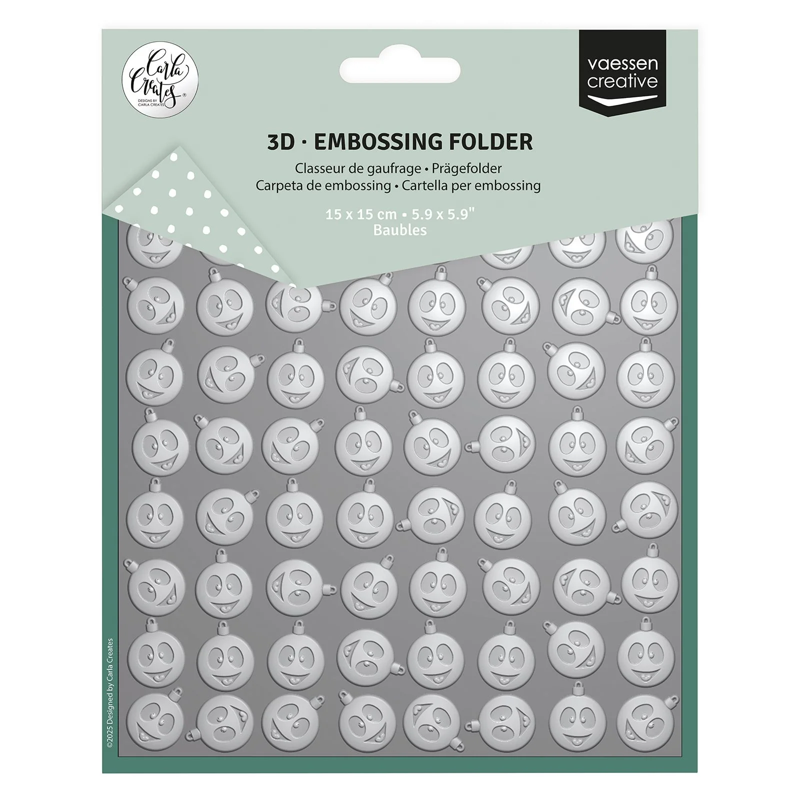 Vaessen Creative • Embossing Folder Kerstballen – Carla Creates