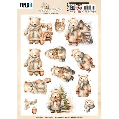 3D Pushout Sheet – Berries Beauties – Cosy WInter – Cosy Bear