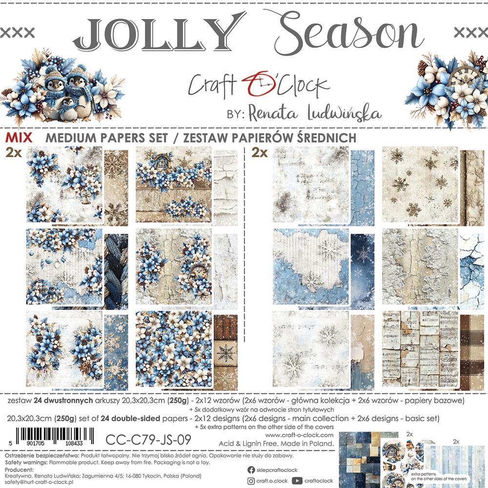 Craft O’Clock Design paper pad – Jolly Season 20.3x 20.3cm 24vel