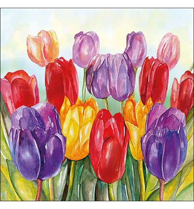 Servetten 5st – Colourful tulips