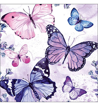 Servetten 5st – Fluttering butterflies purple
