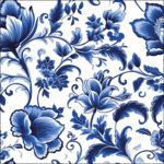 Servetten 5st - Delft Blue florals