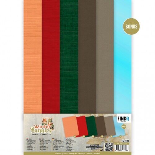 Linnen Cardstock Pack – Berries Beauties – Winter Bunnies – A4