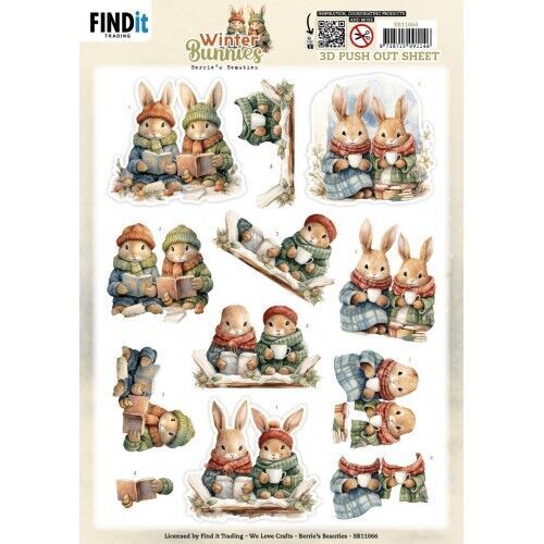 3D Pushout Sheet – Berries Beauties – Winter Bunnies – Bunnies Together