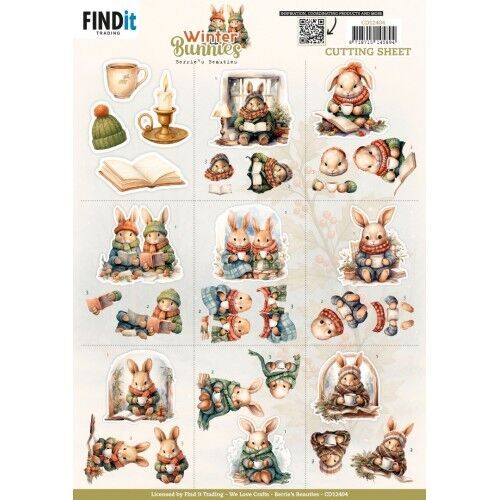 3D Cutting Sheet – Berries Beauties – Winter Bunnies – Mini