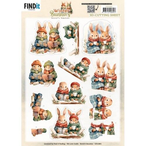 3D Cutting Sheet – Berries Beauties – Winter Bunnies – Bunnies Together
