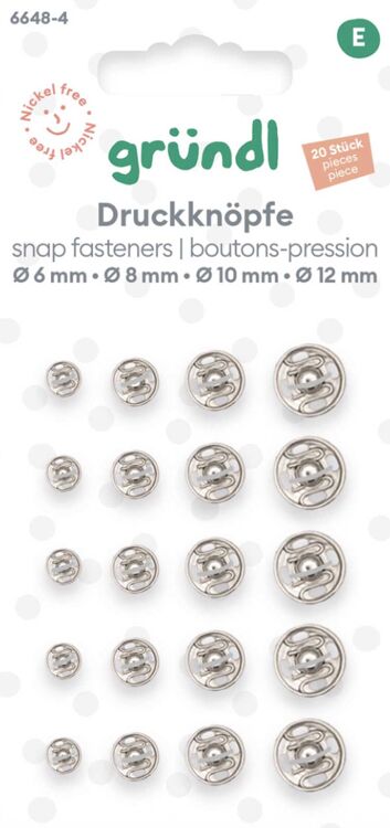 Drukknoppen metaal 12st, 6mm, 8mm, 10mm, 12mm