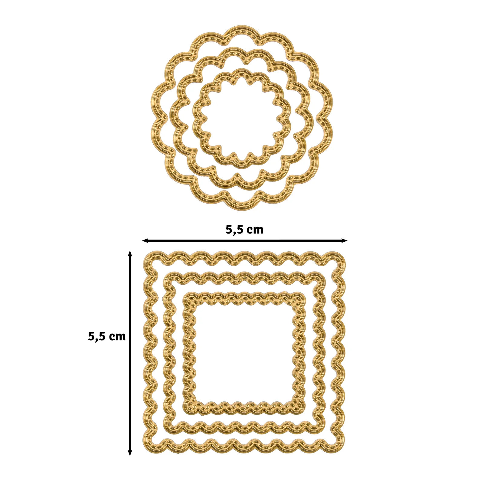 Vaessen Creative • Mini Snij- en Embossingmallen Geschulpte Cirkels & Vierkanten 6st. - Afbeelding 2