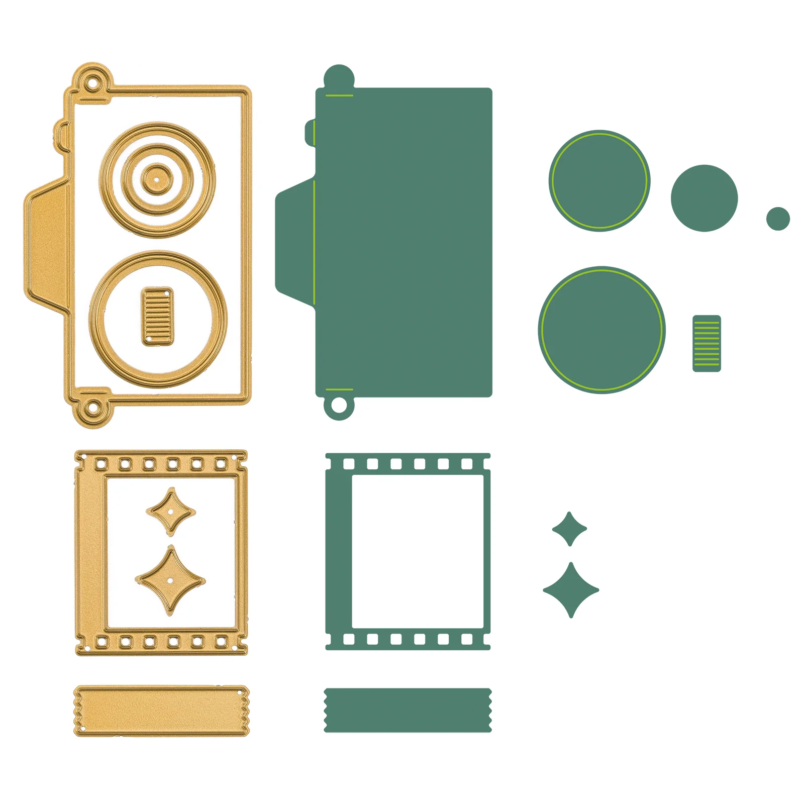 Mini Snij- en Embossingmallen Vintage Camera 9st. - Vaessen Creative - Afbeelding 5