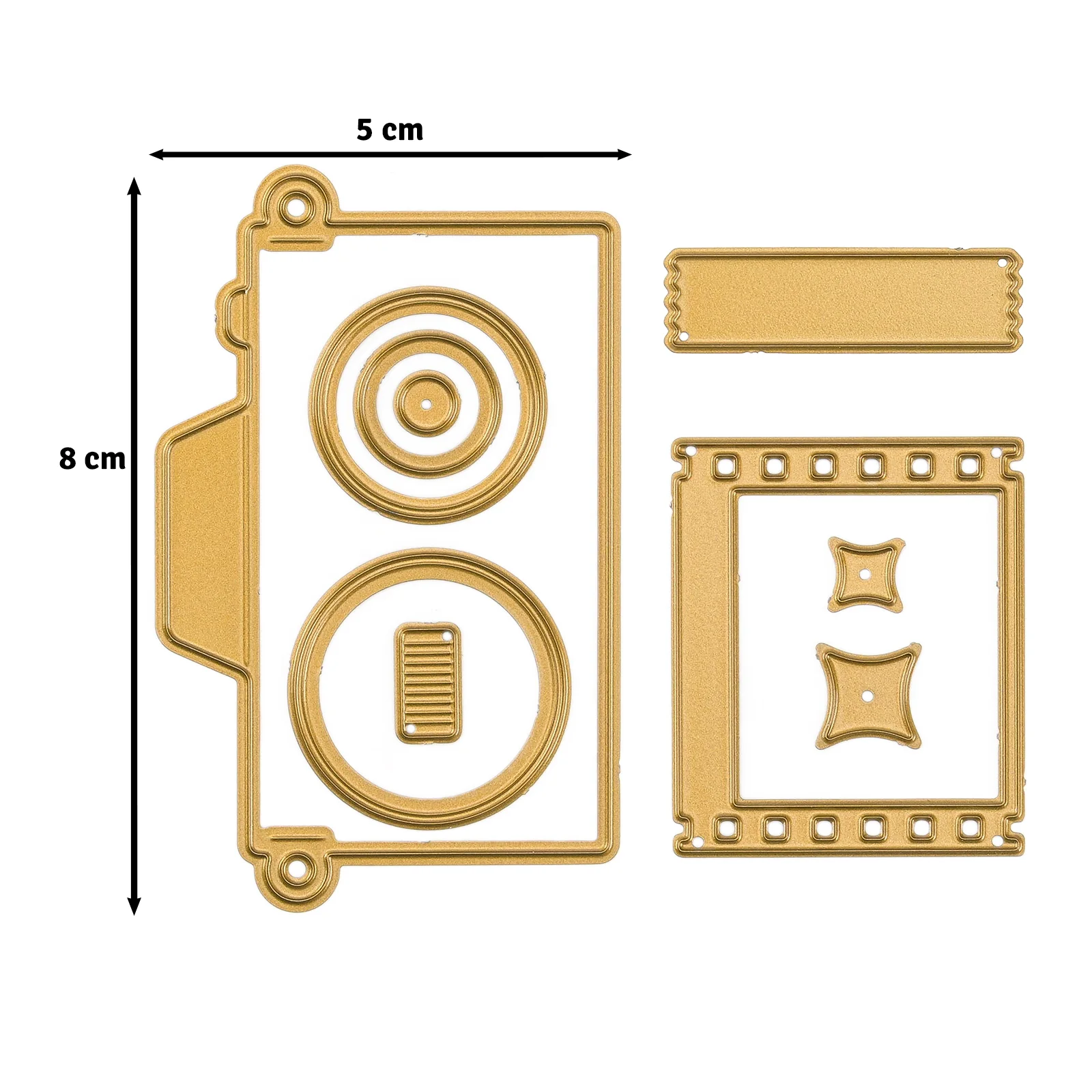 Mini Snij- en Embossingmallen Vintage Camera 9st. - Vaessen Creative - Afbeelding 4
