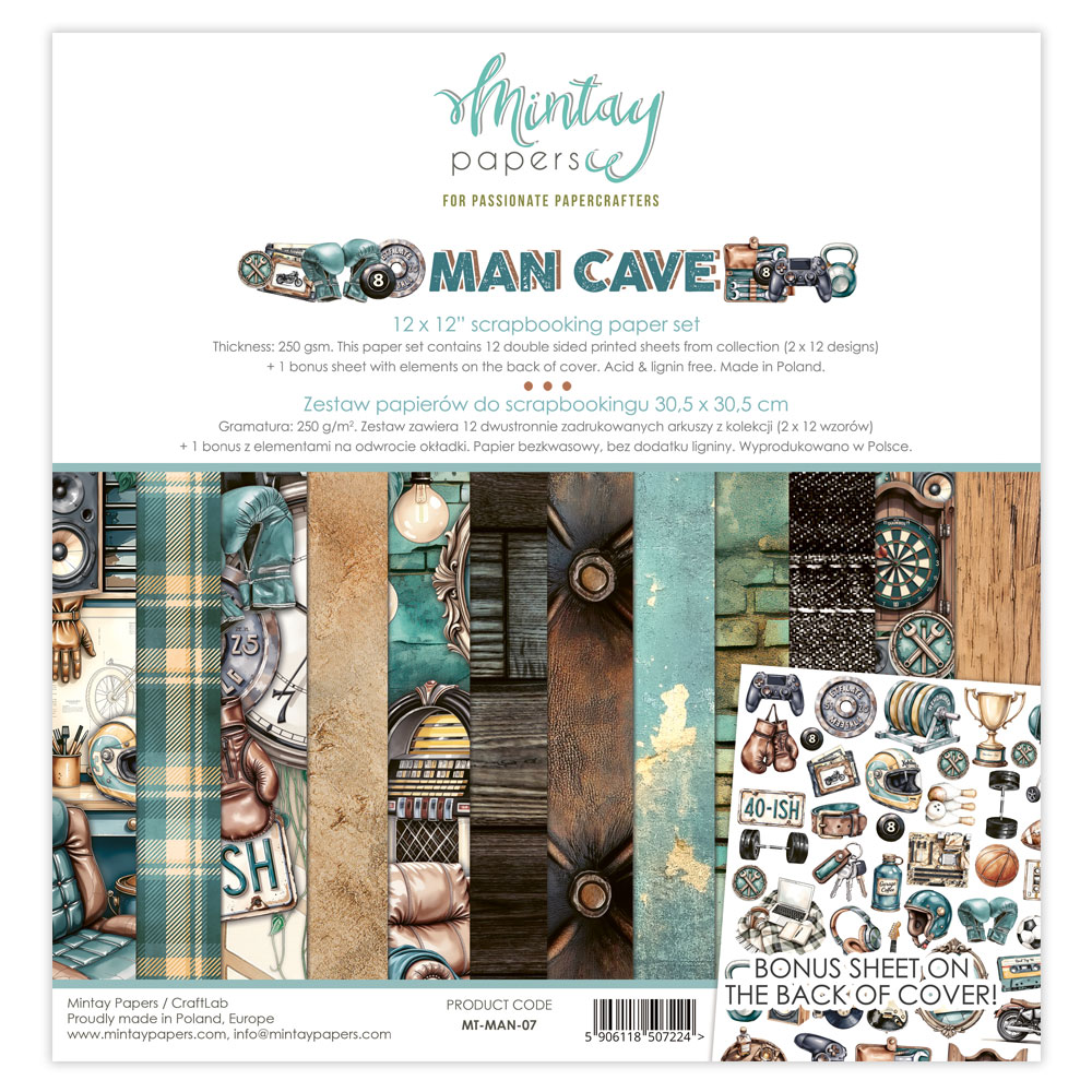 Mintay Man Cave 12×12 Inch Scrapbooking Paper Set (MT-MAN-07)