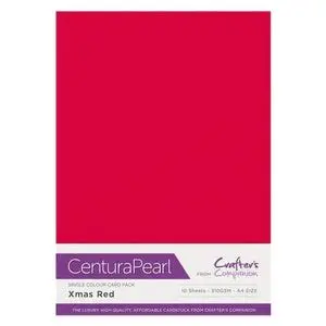 Crafter's Companion - Centura Pearl metallic karton 10vel - Xmas Red