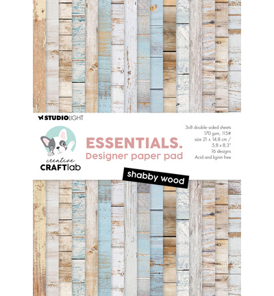 StudioLight Craftlab  Design Paper pad Shabby wood Essentials nr. 431