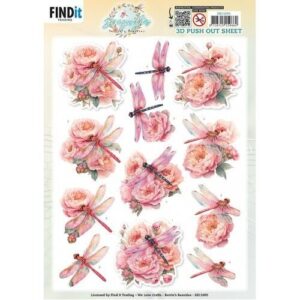 3D Pushout Sheet - Berries Beauties - Dragonflies - Pink