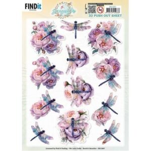 3D Pushout Sheet - Berries Beauties - Dragonflies - Lilac