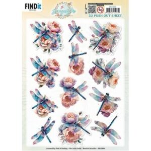 3D Pushout Sheet - Berries Beauties - Dragonflies - Azure