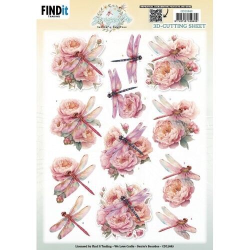 3D Cutting Sheet – Berries Beauties – Dragonflies – Pink
