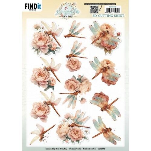 3D Cutting Sheet – Berries Beauties – Dragonflies – Blush